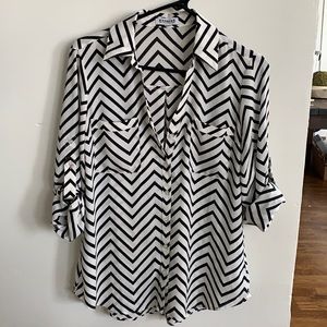 Black & White chevron stripe The Portofino shirt